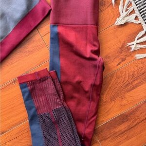 JoyLab Burgundy and Blue Sports Top & Matching Bottoms XS